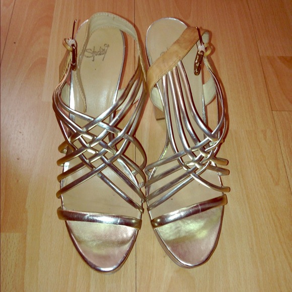 Gold strappy platforms!