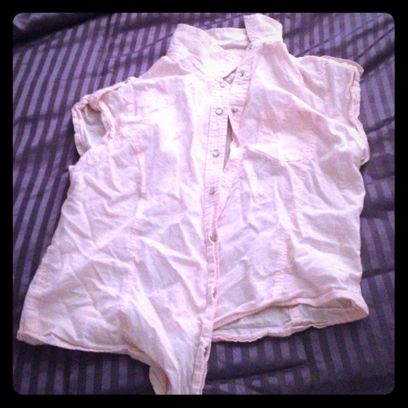 Light pink crop button down shirt