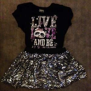 Youth glitter skirt with top.