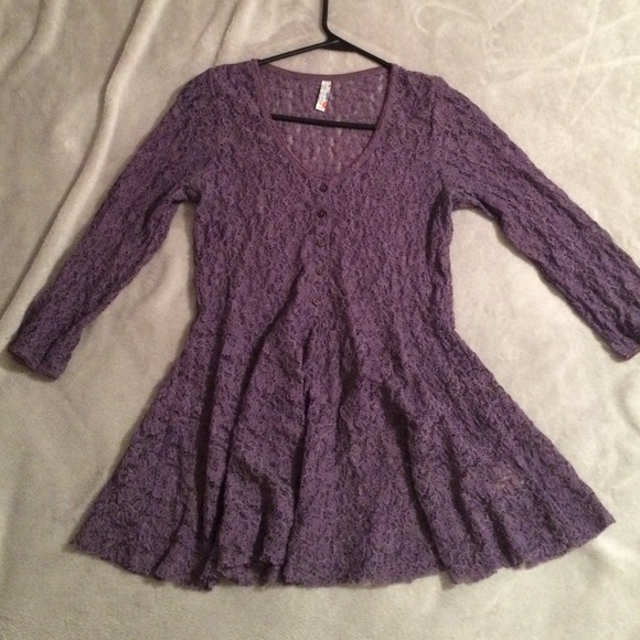 Purple Free People lace peplum top