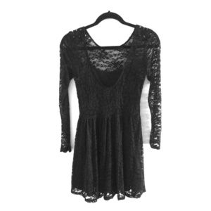 LF Floral Black Lace Dress With Shoulder Spikes