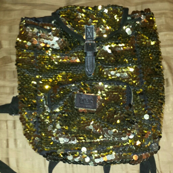 Victoria secret gold mini backpack