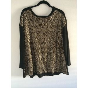 LF Black And Gold Beaded Sweater