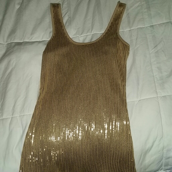 Gold sequin tank top