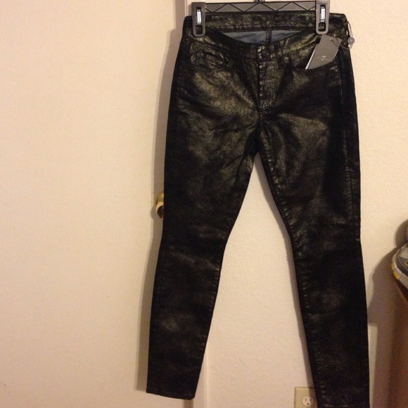 NWT 7 all Mankind black with Gold metallic coated
