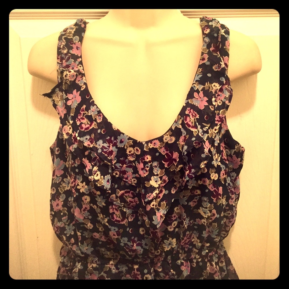 Navy Flower Layered Dress