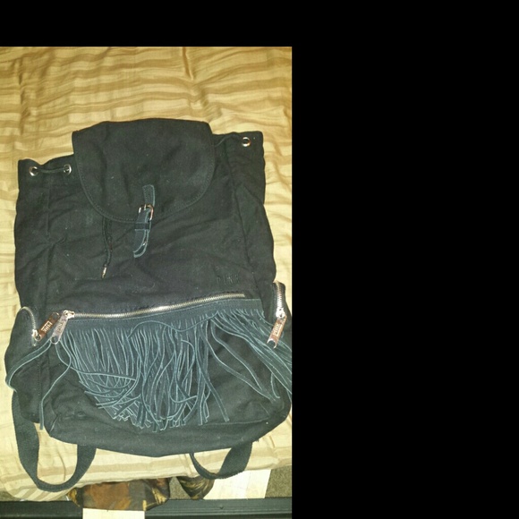 Victoria secret black fringe backpack