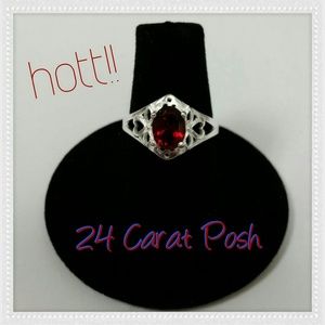 Gorgeous 925 Sterling Silver Red CZ Ring