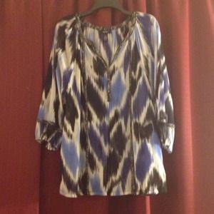 Blue and black sheer top