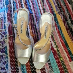 Gorgeous Silver Jeweled Manolo Blahniks