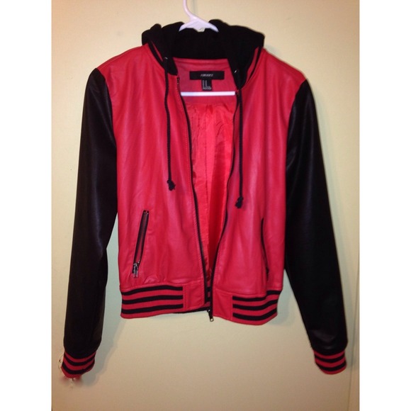 Red Black Leather Jacket - Picture 2 of 4