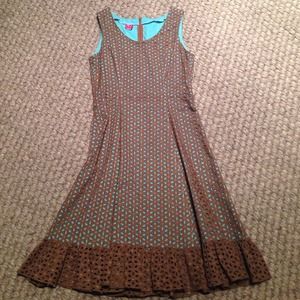 Eyelet brown and turquoise sundress