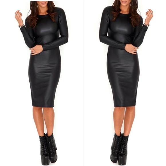 Long Sleeve Leather Dress