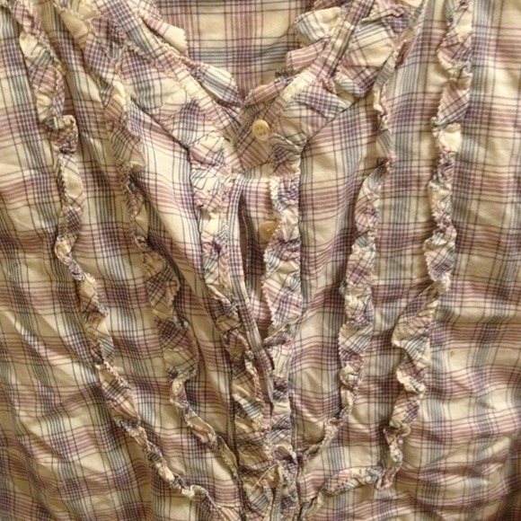 Purple blue and white plaid j crew button down - Picture 2 of 3