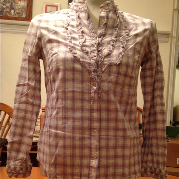 J. Crew Tops - Purple blue and white plaid j crew button down