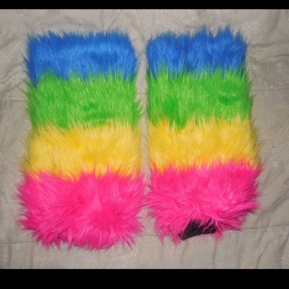 Rainbow rave leg warmers
