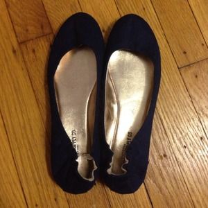 Dark blue suede flats