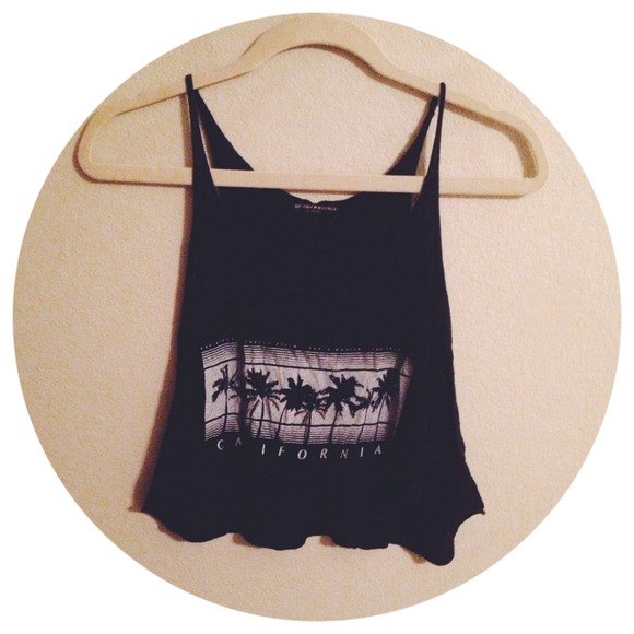 Black Crop Top with Palm Trees - Picture 1 of 2