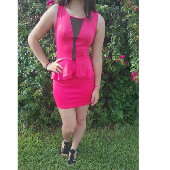 Hot pink peplum dress