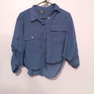 Blue button down crop top