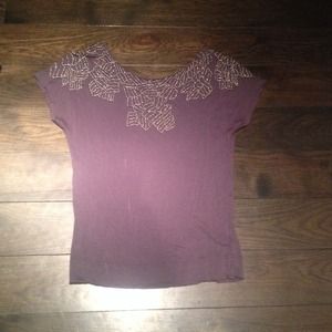 Beaded gray off the shoulder shirt!