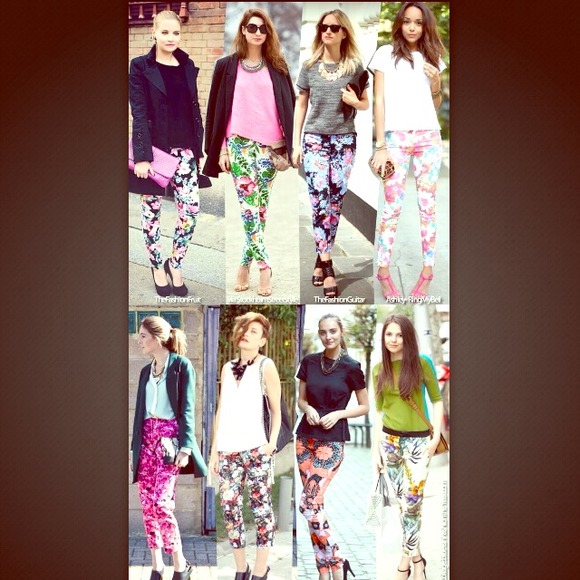 SALE!!Blogger Style, Floral printed Jeans, Size 8.