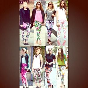 SALE!!Blogger Style, Floral printed Jeans, Size 8.