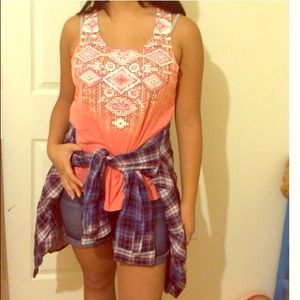 Tribal print racer-back tanktop