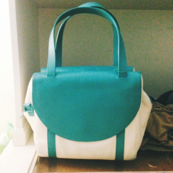Aqua and Canvas Kate Spade Saturday Purse - Picture 1 of 2