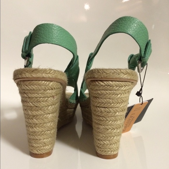 ZARA Mint Green Teal Wedge Heel Espadrilles Shoes - Picture 2 of 4