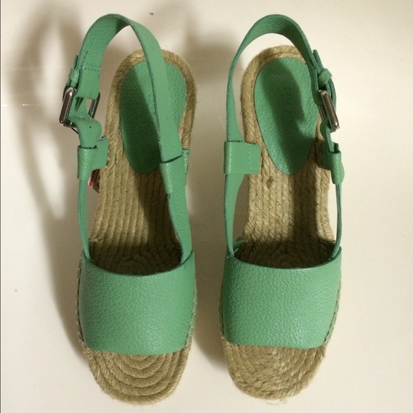 ZARA Mint Green Teal Wedge Heel Espadrilles Shoes - Picture 4 of 4