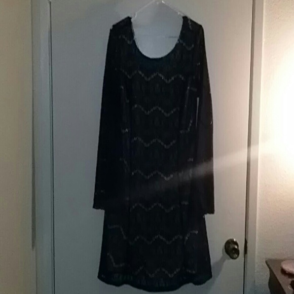 Blue, long sleeve embroidered dress