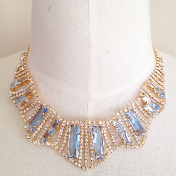 Ice Blue & Rhinestones Necklace