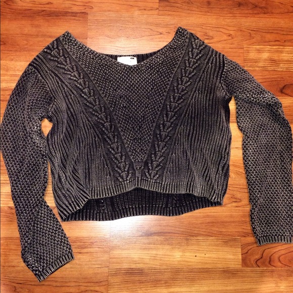 Medium LA hearts Charcoal Cropped Sweater