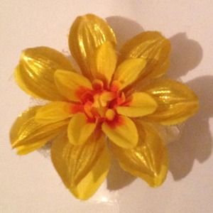 Yellow Flower Barrette with Lace behind