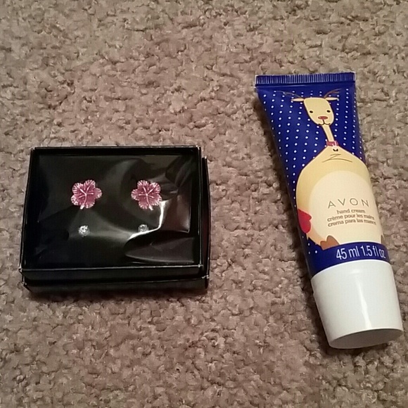 Avon earrings and lotion
