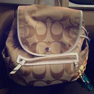Coach bag purple inside white details all working
