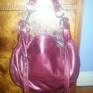 COACH burgandy shimmer leather handbag