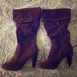 Brown suede boots