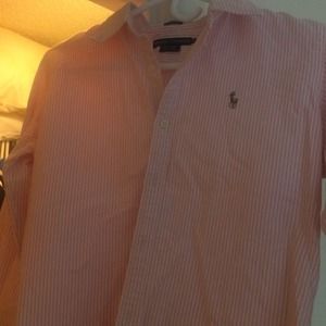 Ralph Lauren pink pinstripe slim fit oxford.