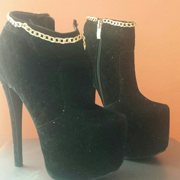 Black suede platform booties