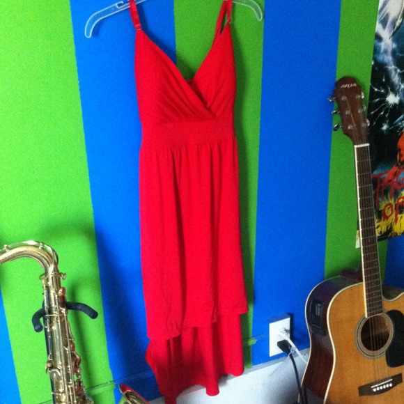 Classic red hi low dress