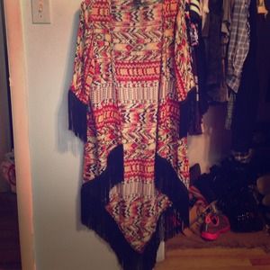 Tribal fringe kimono NWOT bundle with white crop