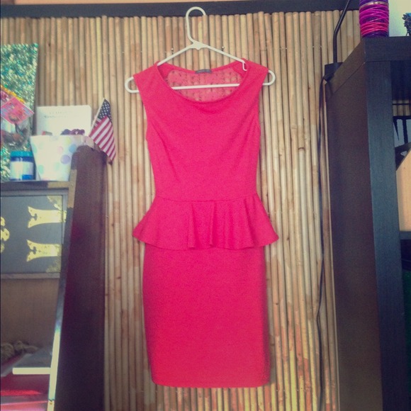 Coral peplum dress - Picture 1 of 2