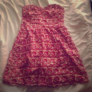 Strapless flower print dress