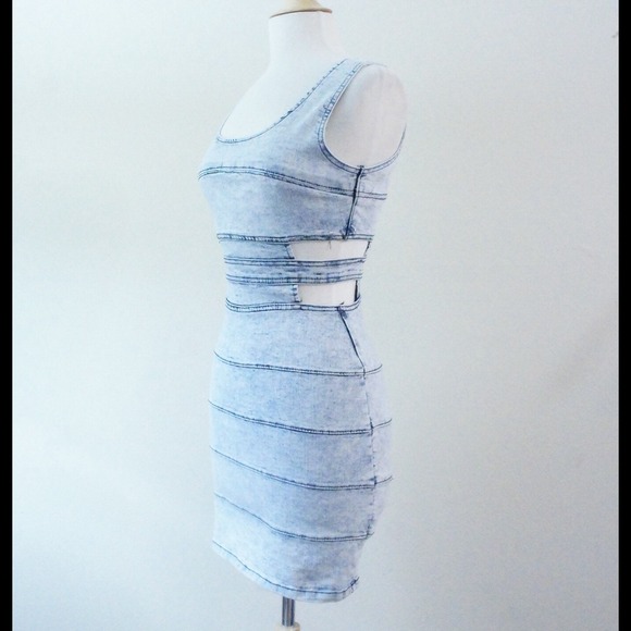 Denim side cutout dress