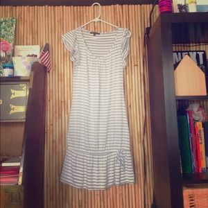 Gray and white shirt dress