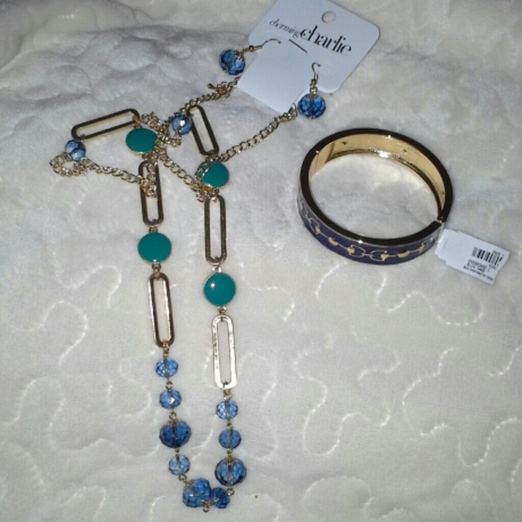 Necklace bangle and earrings
