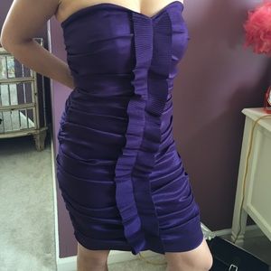 NWT Purple Calvin Klein Ruffled Strapless Dress