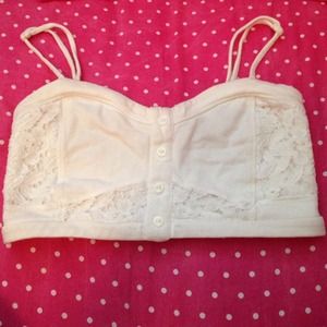 Full Tilt white Lacey crop top Medium